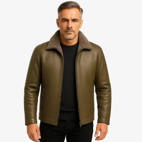 Jaqueta Masculina em Couro com Forro de Cashmere